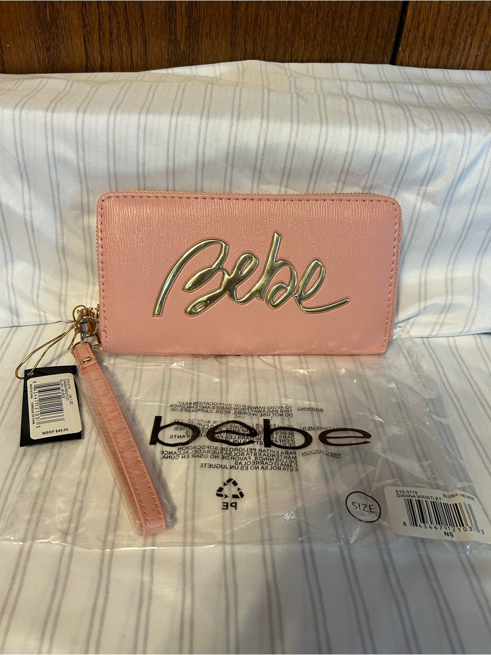 Bebe Pink Logo Zip-Around Wallet/ Wristlet - New with tags